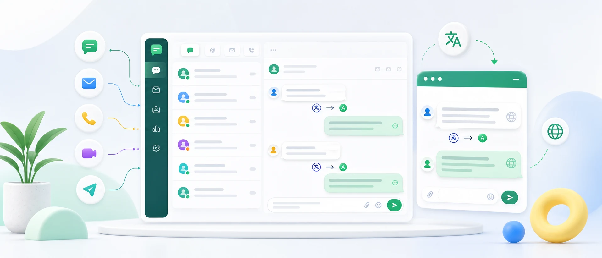 Website chat connected to an omnichannel inbox with automatic message translation